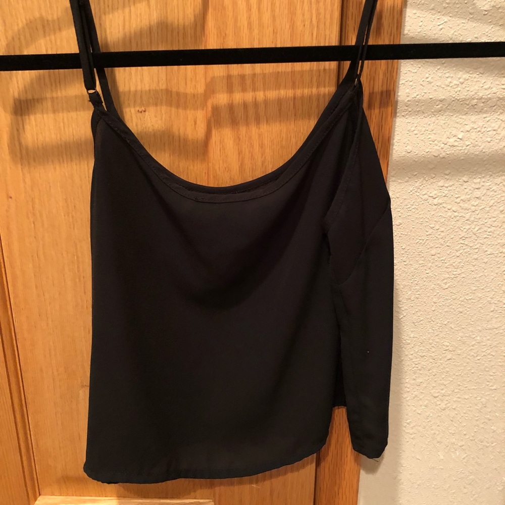 Black Forever 21 Chiffon Crop Top